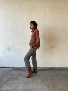 1990s Brown Autumnal Space Dyed Knit Turtleneck Pullover Sweater