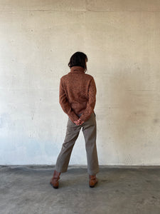 1990s Brown Autumnal Space Dyed Knit Turtleneck Pullover Sweater