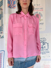 Load image into Gallery viewer, 1990s-Y2K Bubblegum Pink Silk Boxy Button Down Blouse