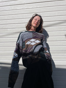 1980s Geometric Knit Pullover Sweater