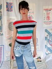Load image into Gallery viewer, 1980s FIORUCCI Grey Striped Boat Neck Tee