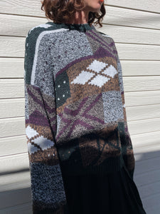 1980s Geometric Knit Pullover Sweater