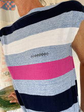 Load image into Gallery viewer, 1980s FIORUCCI Grey Striped Boat Neck Tee