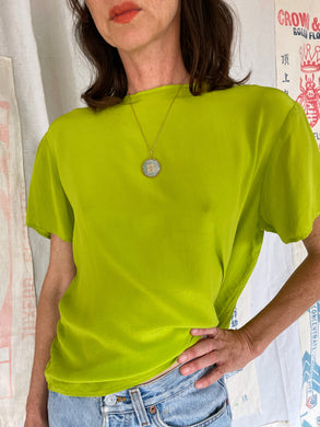 1980s Lime Green Silk Blouse