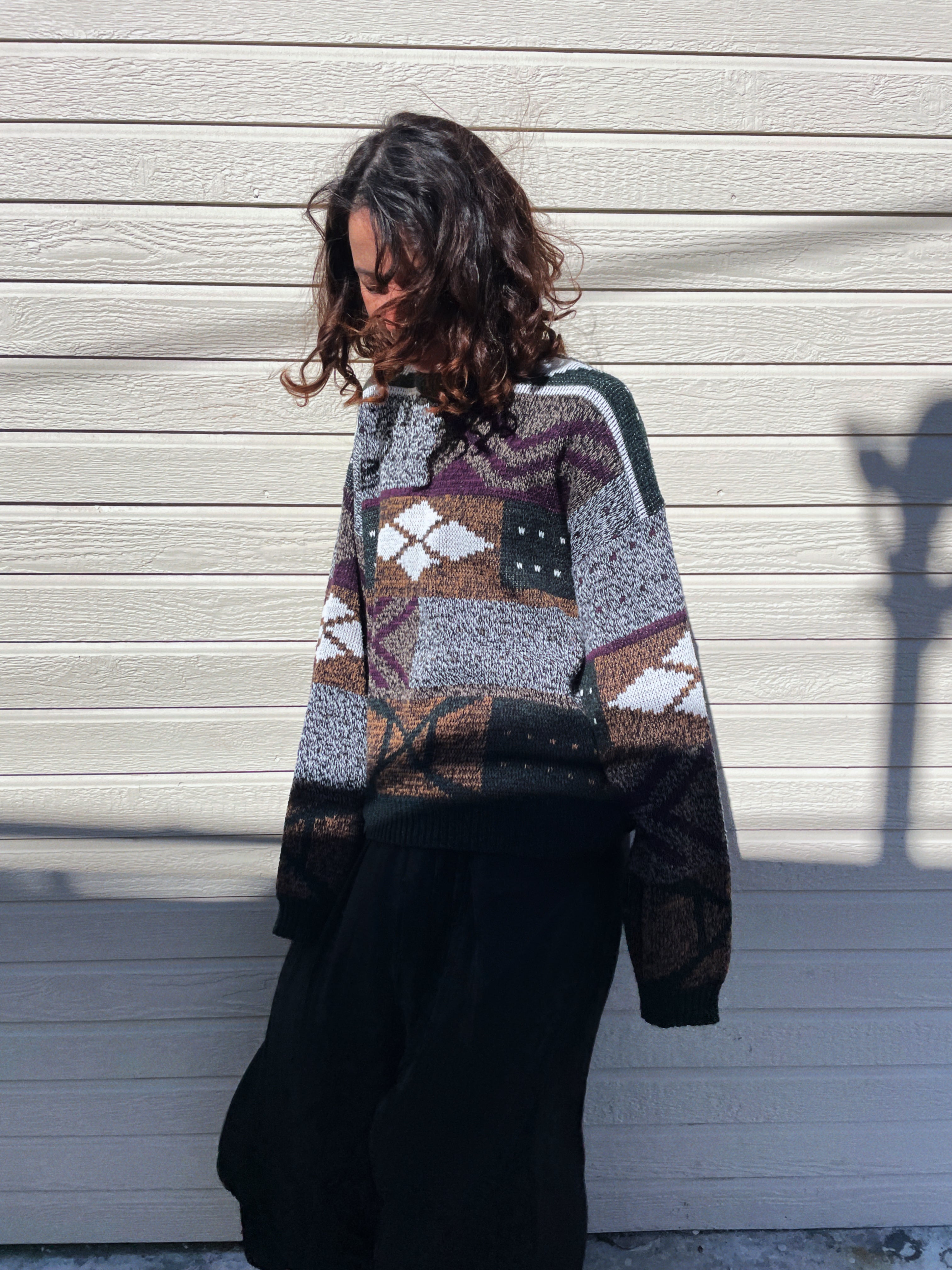 1980s Geometric Knit Pullover Sweater – 3 Women