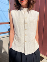 Load image into Gallery viewer, 1920s Antique Ivory Raw Silk Mock Neck Vest