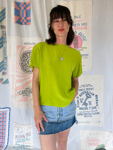 1980s Lime Green Silk Blouse