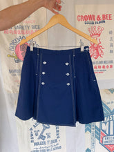 Load image into Gallery viewer, 1960s Blue Mini Tennis Skort with White Top Stitching