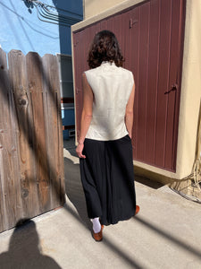 1920s Antique Ivory Raw Silk Mock Neck Vest