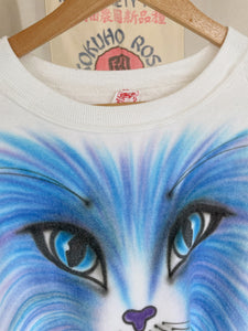 1980s Signed Airbrushed Raglan Kitty Sweatshirt