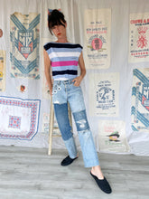 Load image into Gallery viewer, 1980s FIORUCCI Grey Striped Boat Neck Tee