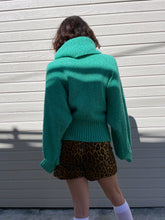 Load image into Gallery viewer, 1970s Turquoise Boucle Knit Oversized Turtleneck Sweater