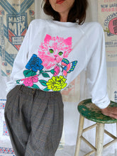 Load image into Gallery viewer, 1980s Puffy Pink Fluorescent Kitty Raglan Sweatshirt