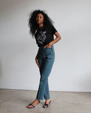 Teal Blue Western Side Zip Pants