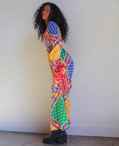 1970s Primary Color Maxi Dress