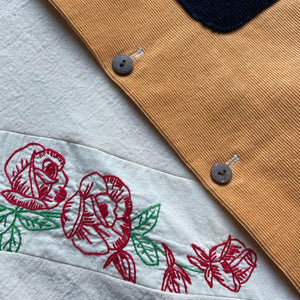 Chain of Roses Color Block Button Up