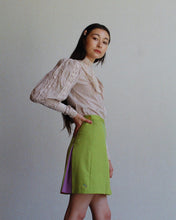 Load image into Gallery viewer, 90s Y2K Chartreuse Peekaboo Color Mini Skirt