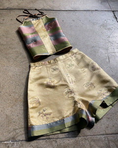 Gold Silk Reversible Halter Set