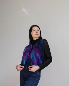 1970s Fibre Art Birds of Paradise Felted Wool Quilted Vest