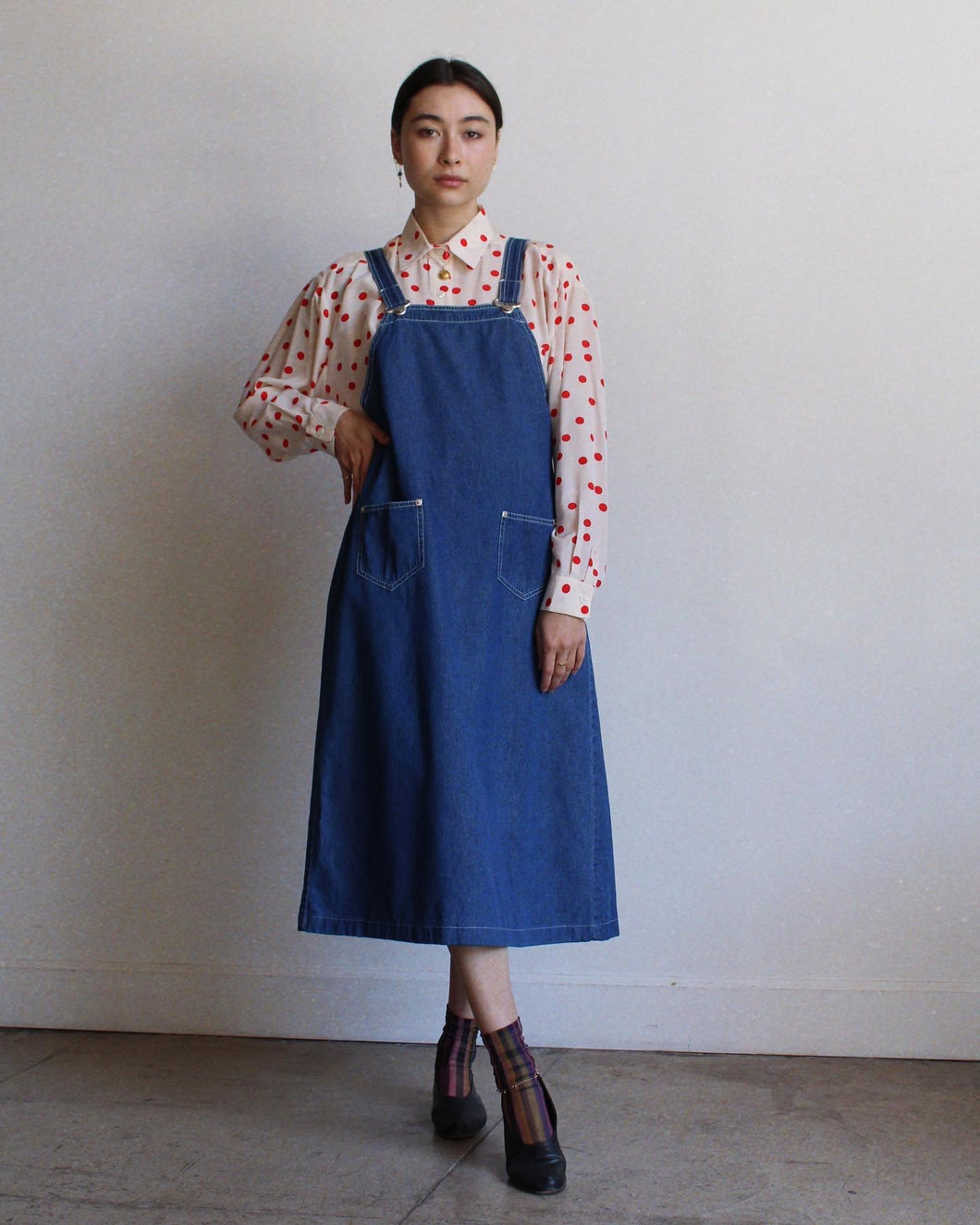1980s Denim Jumper Dress – 3 Women