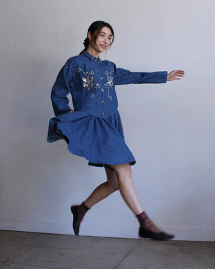 1980s Denim Sequin Dress