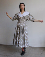 Load image into Gallery viewer, 1980s Tawny Brown Polka Dot Dress