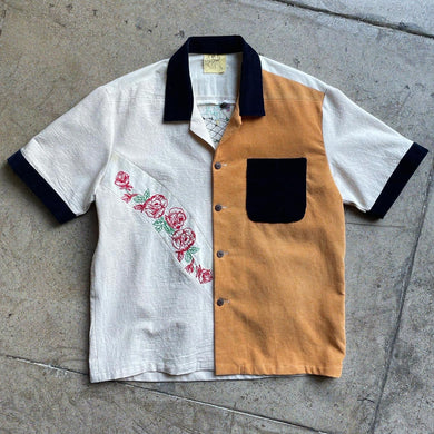 Chain of Roses Color Block Button Up