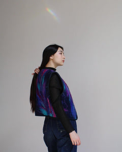 1970s Fibre Art Birds of Paradise Felted Wool Quilted Vest