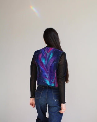 1970s Fibre Art Birds of Paradise Felted Wool Quilted Vest