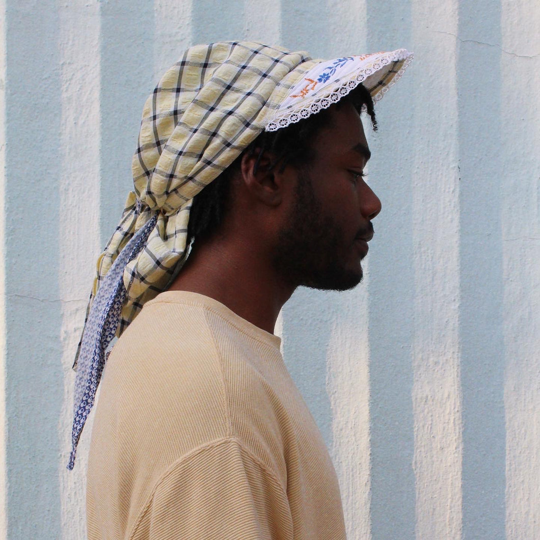 Patchwork Bonnet - Yellow Lace