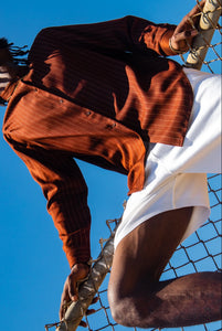 1990s Brown Ralph Lauren Silk Button-up