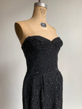 Load image into Gallery viewer, 1950s Black Beaded Ceil Chapman Strapless Dress