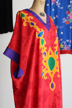 Load image into Gallery viewer, 1980s Oscar de la Renta Red Gold Medallion Print Caftan