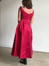Load image into Gallery viewer, 1950s Harlene Raspberry Pink Silk Satin Couture Gown