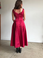 Load image into Gallery viewer, 1950s Harlene Raspberry Pink Silk Satin Couture Gown