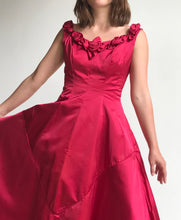 Load image into Gallery viewer, 1950s Harlene Raspberry Pink Silk Satin Couture Gown
