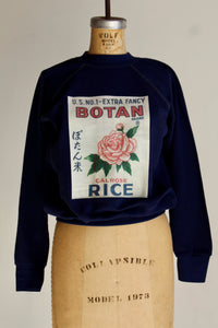 Botan Rice Blue Vintage Raglan Sweatshirt - XS