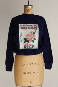 Botan Rice Blue Vintage Raglan Sweatshirt - XS