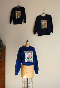Botan Rice Blue Vintage Raglan Sweatshirt - S