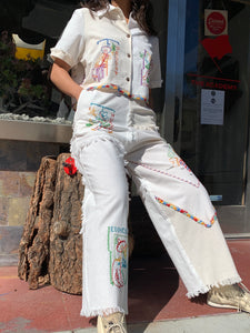 Mexican Cowboy Days of the Week Fringe Patchwork Pants
