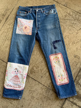 Load image into Gallery viewer, Satisfaction Patchwork Dark Wash Levi&#39;s 501