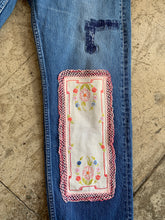 Load image into Gallery viewer, Satisfaction Patchwork Dark Wash Levi&#39;s 501