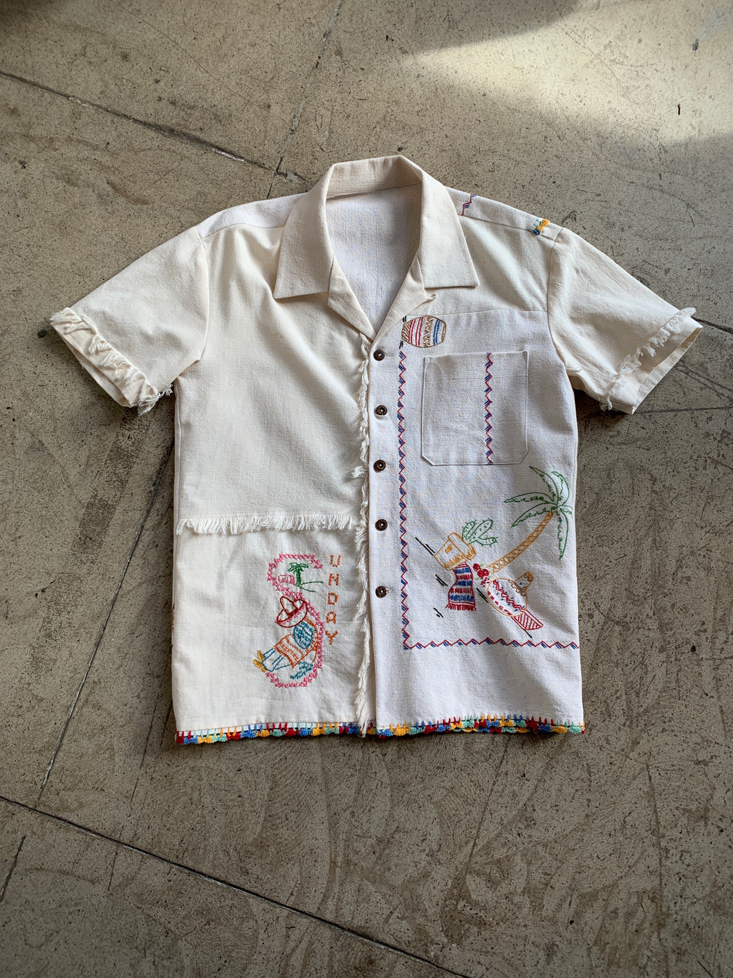 Mexican Cowboy Days of the Week Linen Fringe Shirt
