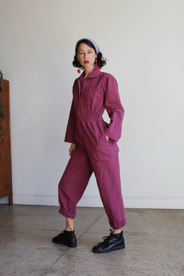 1980s Plum Coveralls Jumpsuit