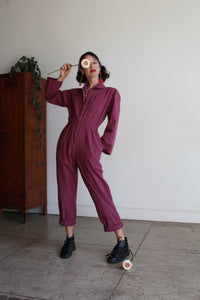 1980s Plum Coveralls Jumpsuit