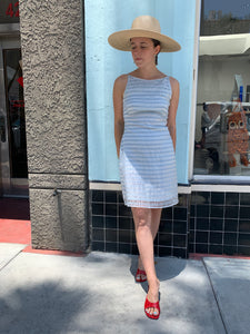 1990s Nanette Lepore Metallic Baby Blue Dress
