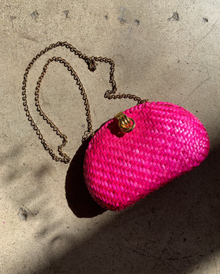 1980s Hot Pink Woven Purse