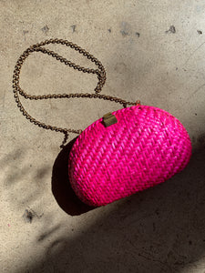 1980s Hot Pink Woven Purse