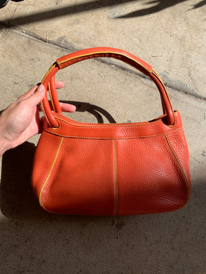 1990s Cole Haan Pumpkin Spice Leather Handbag