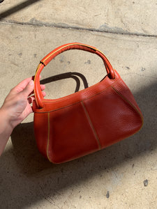 1990s Cole Haan Pumpkin Spice Leather Handbag